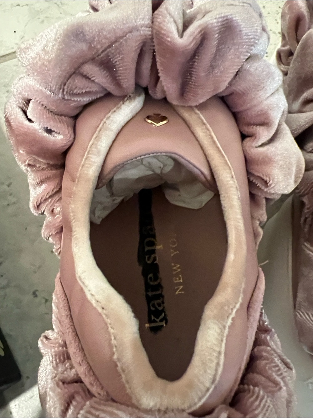 NWT kate spade Cream and Blush Pink scrunchie sneaker in plush and leather - Picture 6 of 12